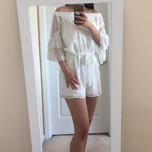 Off the shoulder white romper